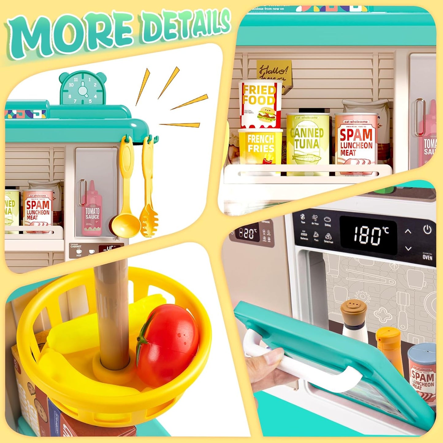 Spray Kitchen Play Set | 50 Pcs Accessories | Water Circulation System & Detailed Toys