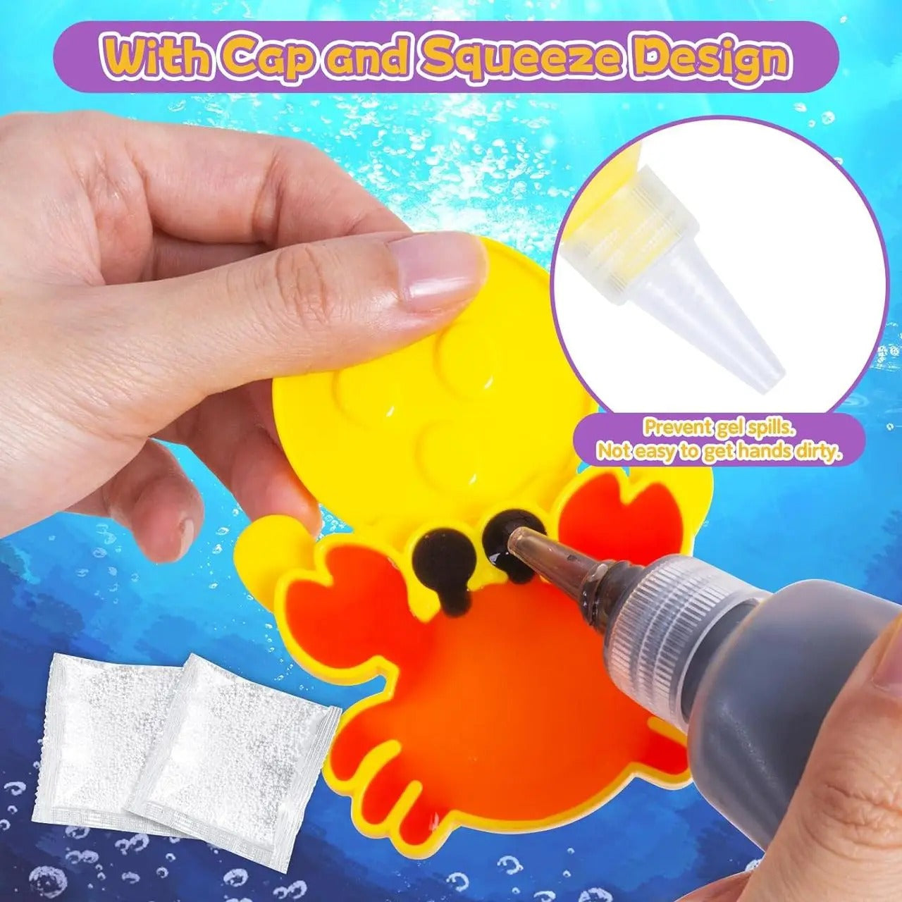 Magical Waterscape Toy Set | Build 3D Jelly Sea Animals | DIY 3D Water Art Kit with 8 Molds & 12 Colors | Fun Learning Toy for Kids