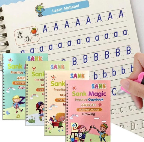 Magic Reusable Four Practice Copybooks With Markers