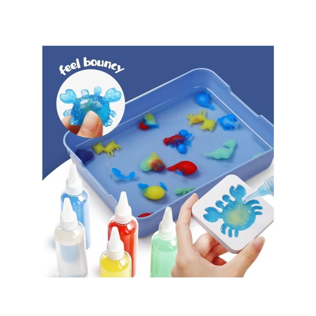 Magical Waterscape Toy Set | Build 3D Jelly Sea Animals | DIY 3D Water Art Kit with 8 Molds & 12 Colors | Fun Learning Toy for Kids