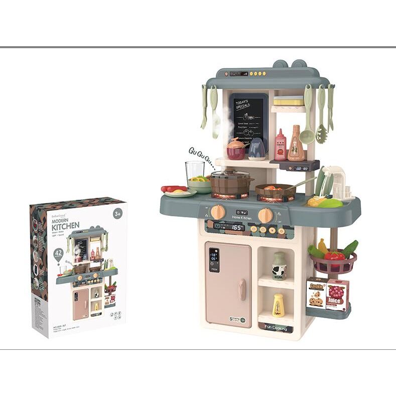 42 Piece Simulation Kitchen Playset with Water Spray, and Light