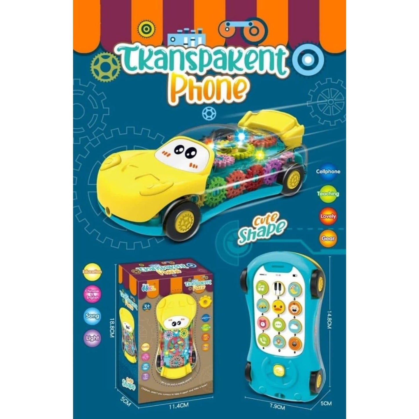 Tkanspakent Phone | Car Shape with Light & Song | MKL