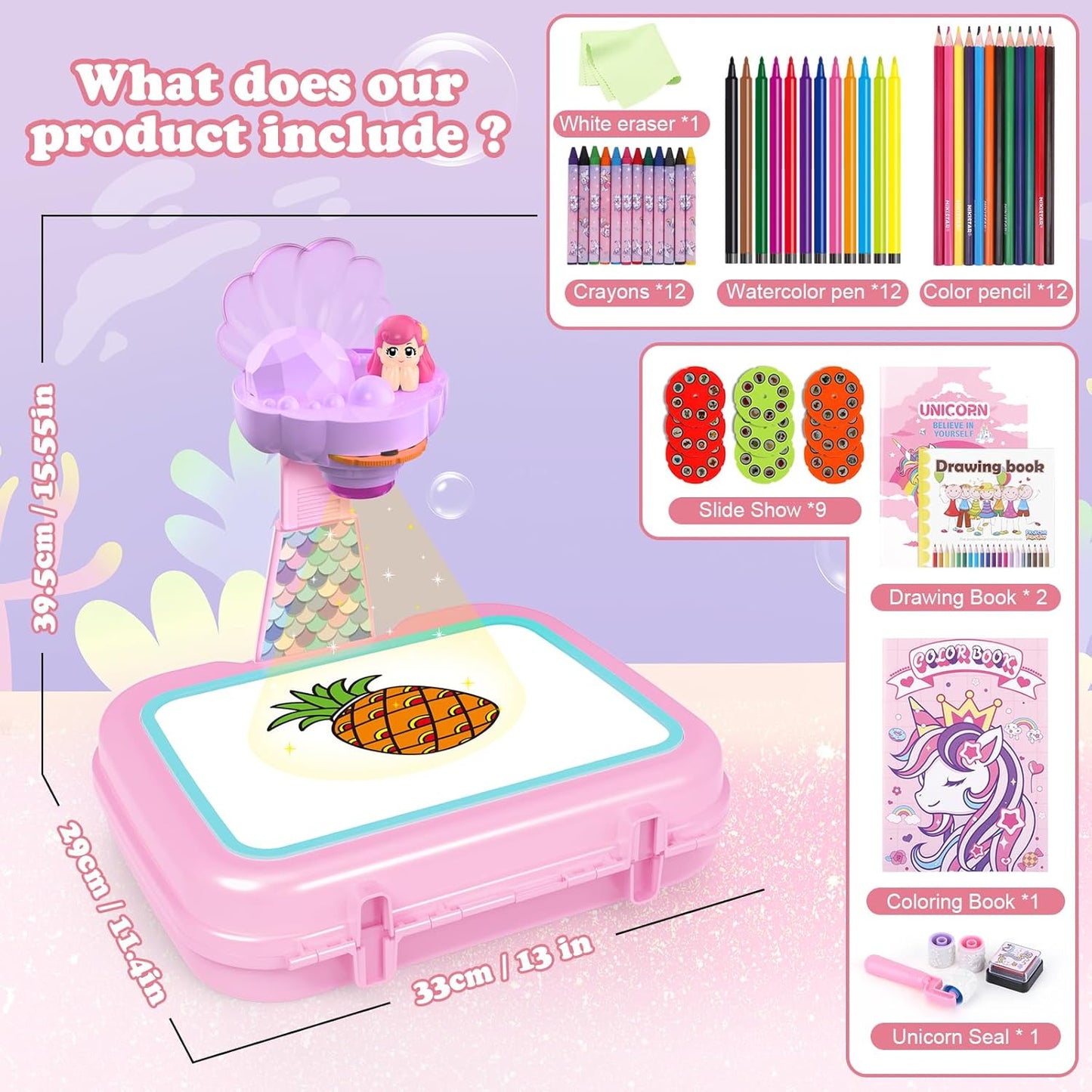 Drawing Projector Table With 3 Projection Disk & 12 Water color Pens