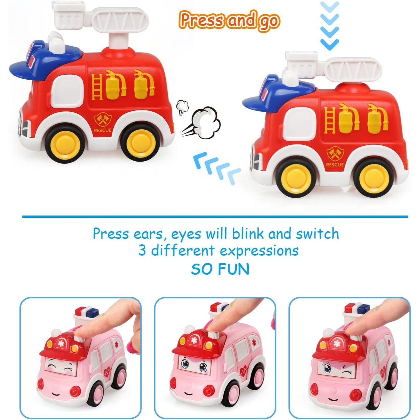 Press and Go Face Expression Cars For Kids