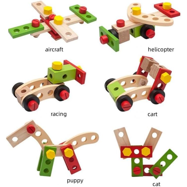 Wooden Nuts & Bolts Construction Toy | DIY Screw Assembly Wooden Toy