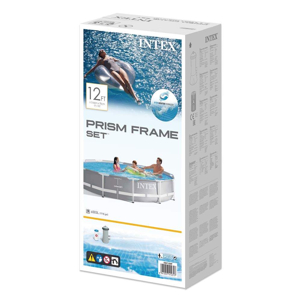 INTEX Prism Metal Frame Pool With Filter For Kids 12ft x 2ft 6in