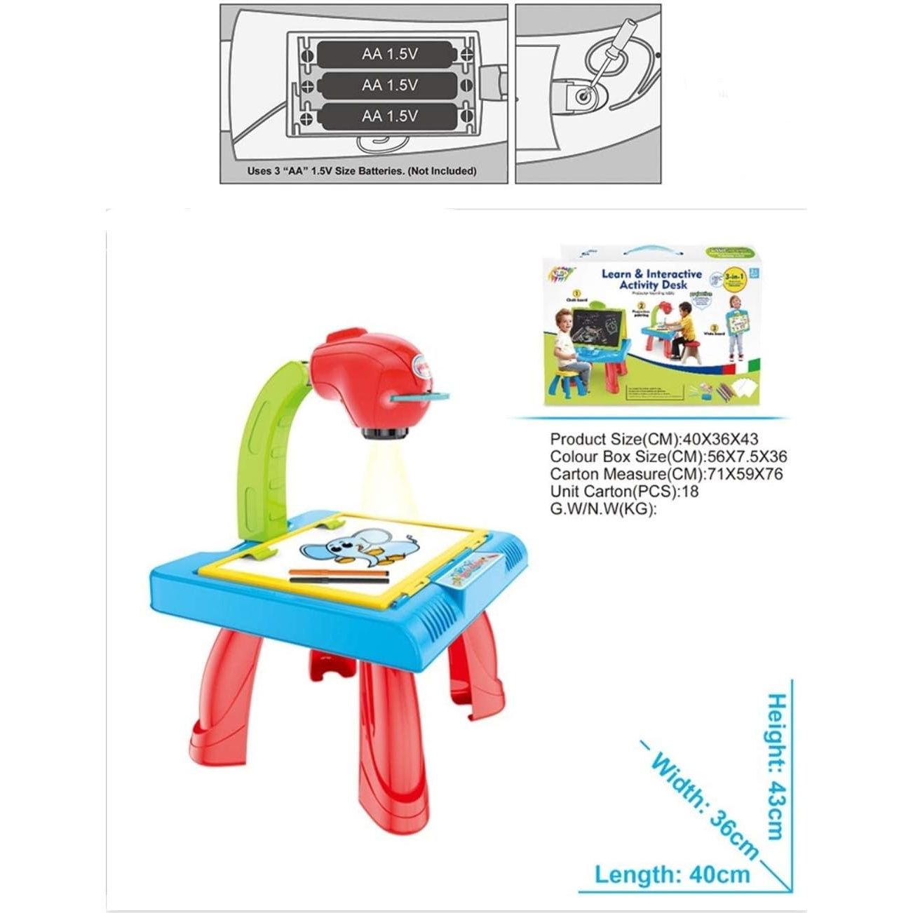 Double Sided Drawing Table Projection For Kids