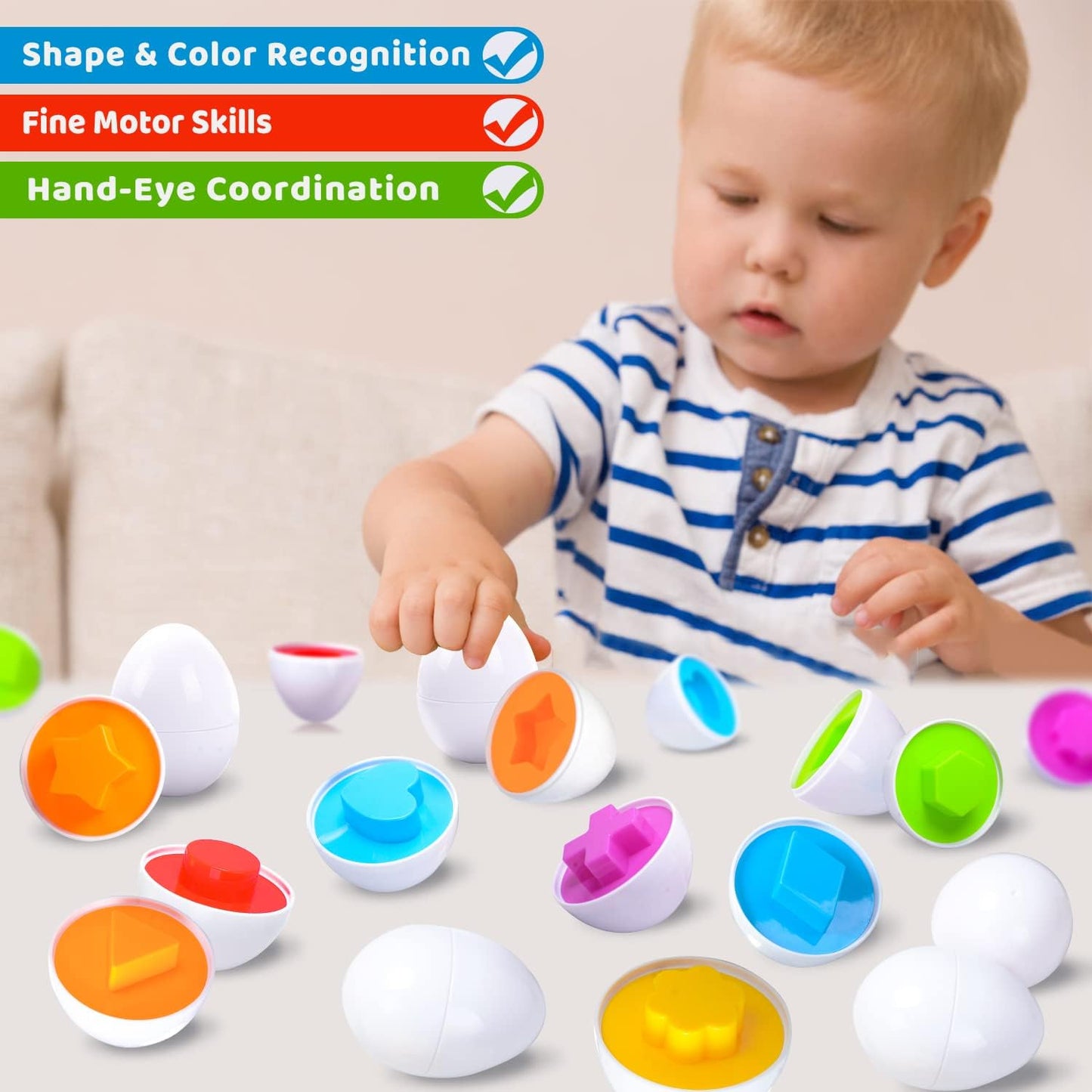 12 Pcs Montessori Kids Learning & Matching Eggs