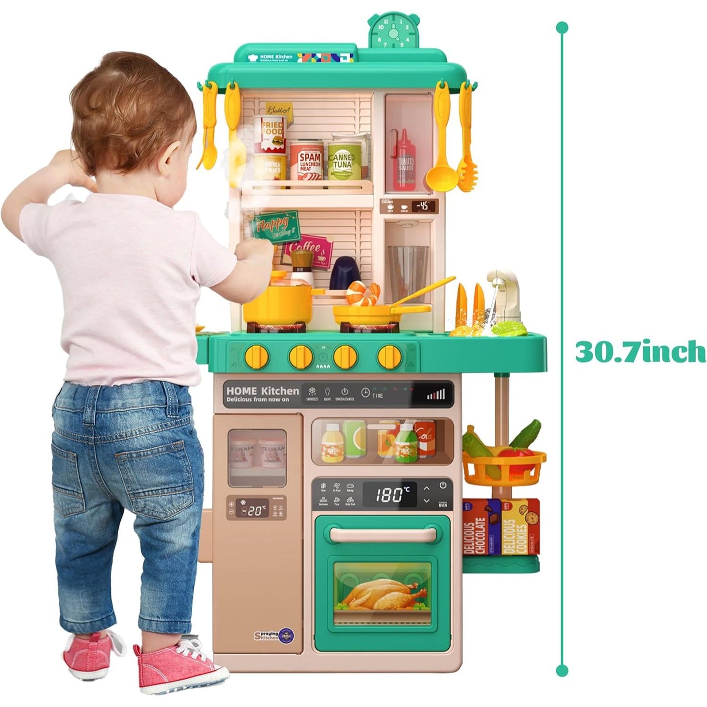Spray Kitchen Play Set | 50 Pcs Accessories | Water Circulation System & Detailed Toys