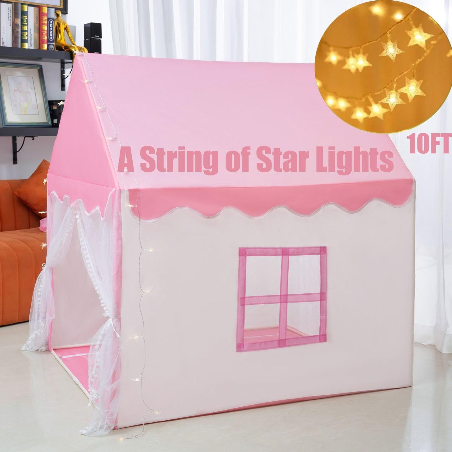 Tent House With Lights | Big Tent House For Kids | Pink Princess Playhouse Castle