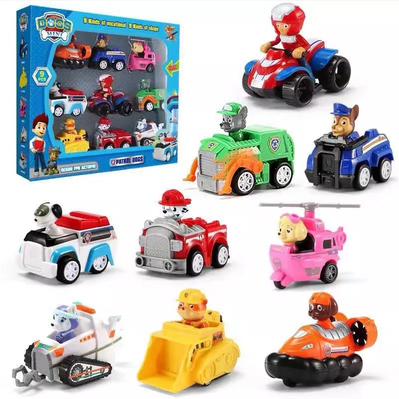 9 Figure Paw Patrol Character Dogs Cars For Kids