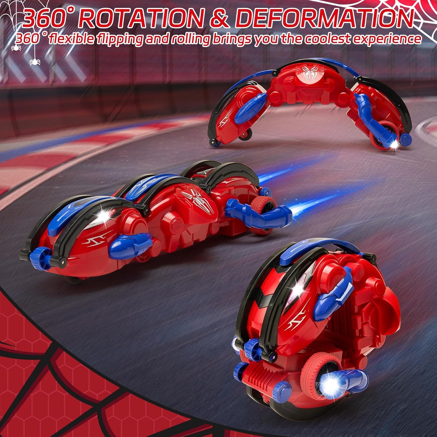 360° Rotation Remote Control Car With LED lights & Rechargeable Batteries