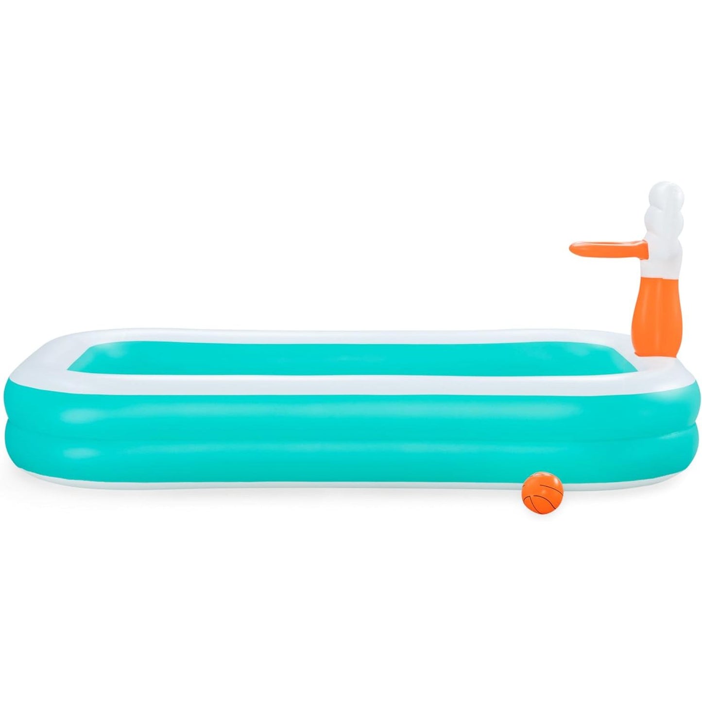 Basketball Dunk n' Splash Pool | Family Inflatable Paddling Swimming Pool 8ft 3in x 5ft 6in x 3ft 4in (1ft Depth)