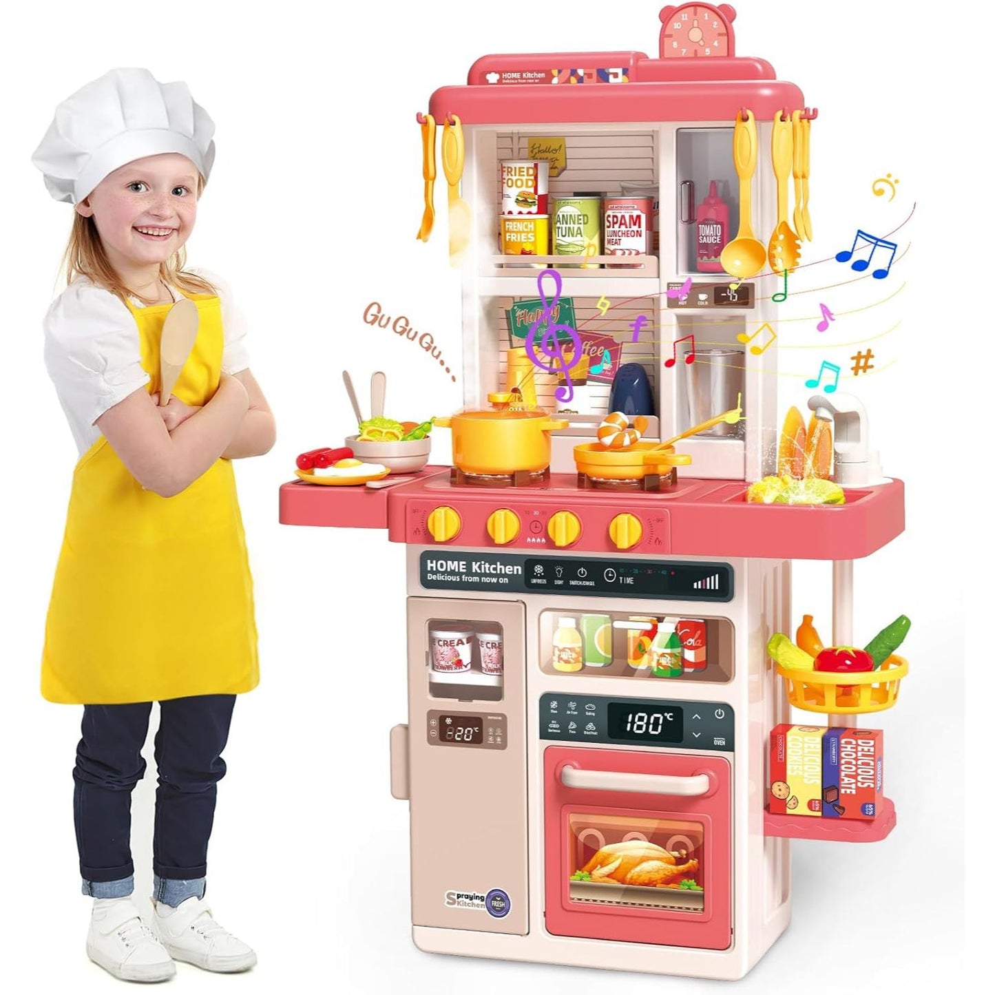 Play Kitchen Set | 50 Pcs Spray Kitchen Kit With Lights & Sound