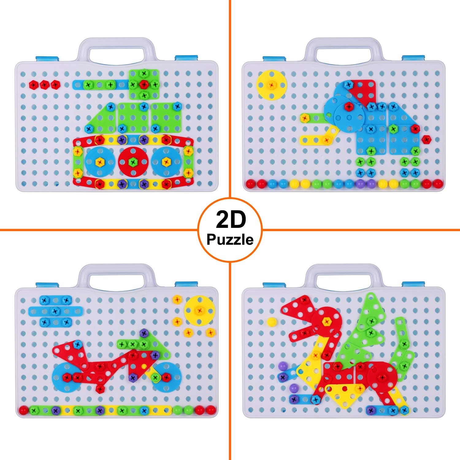 STEM Magnetic Creative Puzzle 4in1 | 193 Pcs Puzzle Briefcase Toy