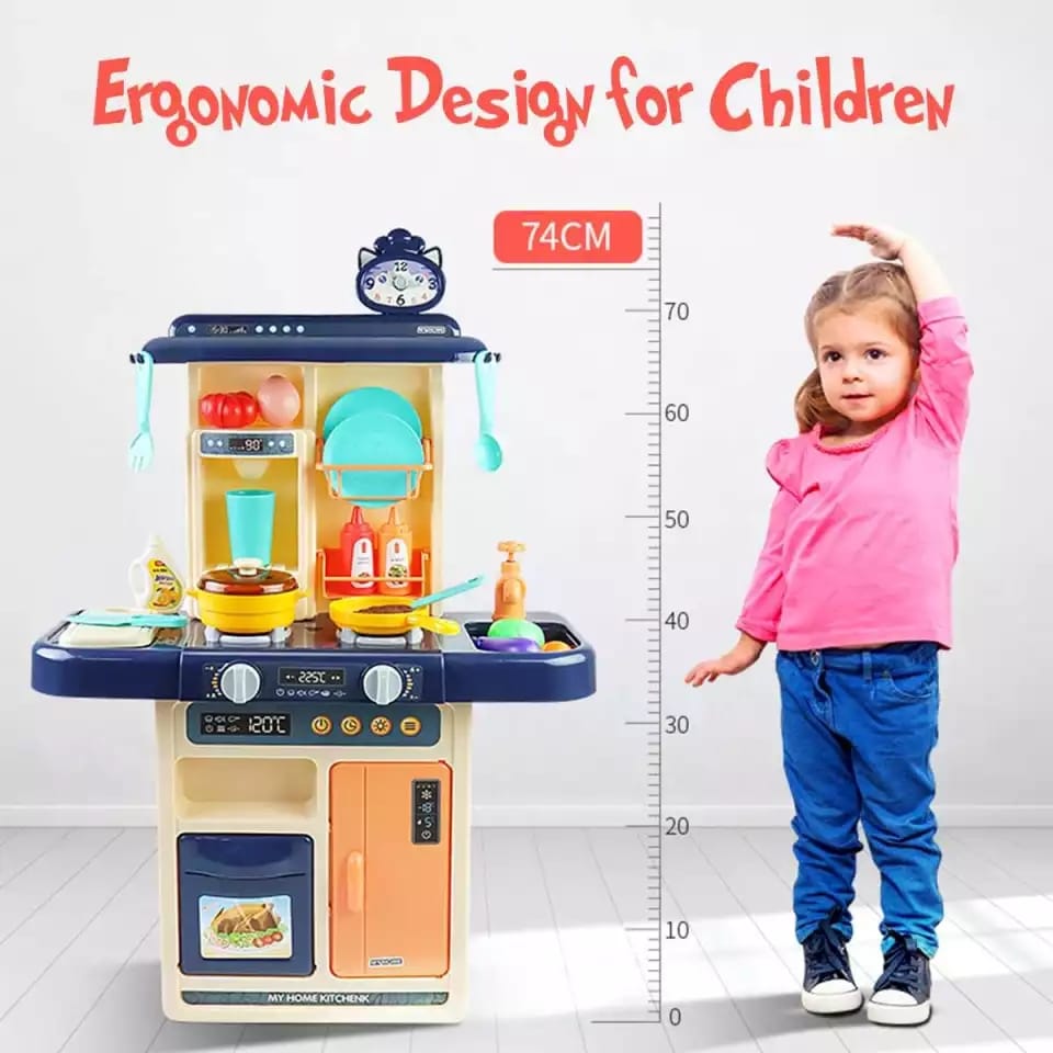 Spraying Mist Kids Kitchen Play Set With Sink & 42 Accessories