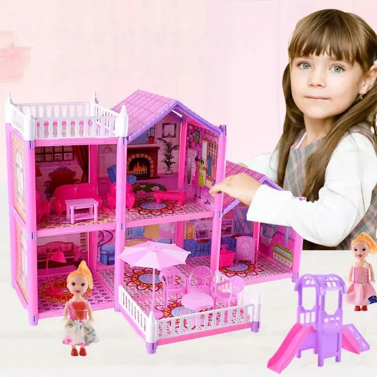 117 Pieces Three Storey Holliday Barbie Doll House Villa