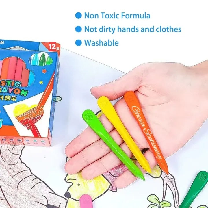 Plastic Triangular Shaped Color Crayons | 12 Pcs & 18 Pcs Colouring Set