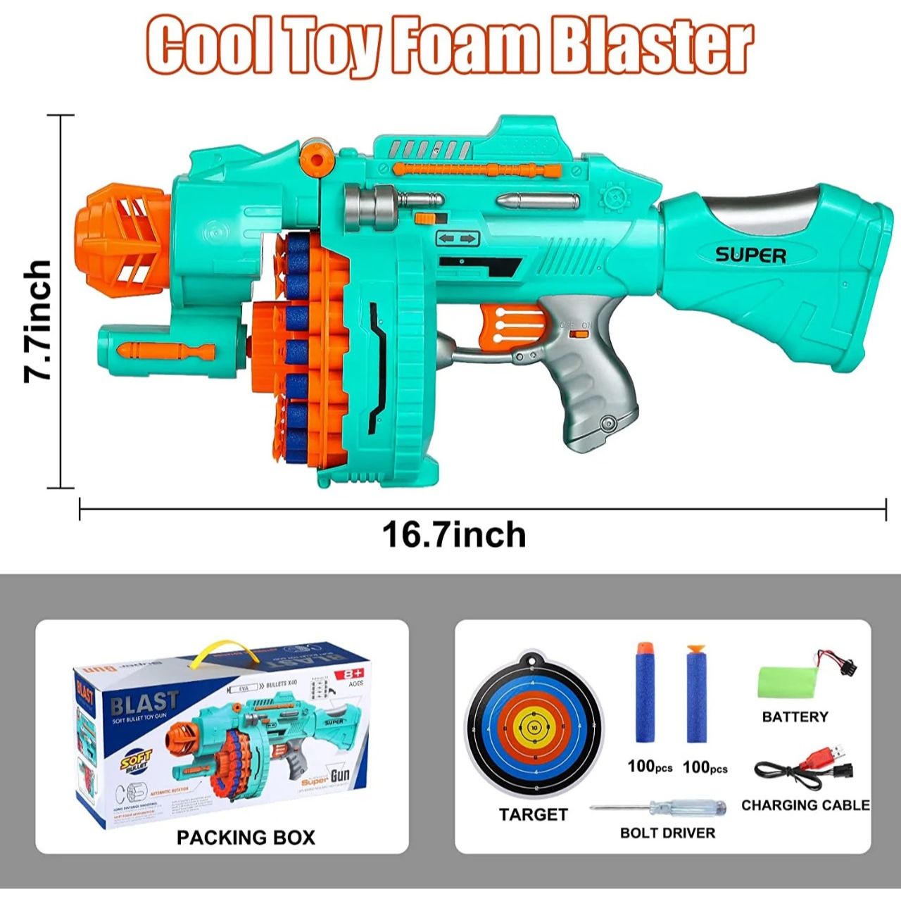 Blast Soft Bullet Toy Gun | Automatic Drum Gun