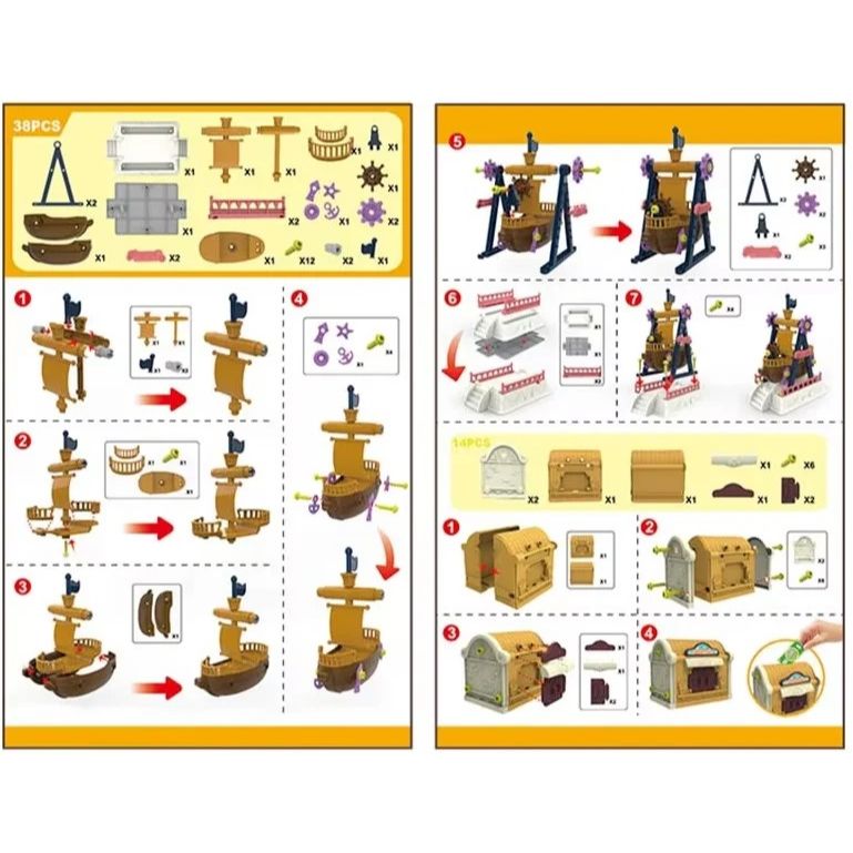 DIY Amusement Park Assembly Pirate Ship | 38 Pcs Toy Ship