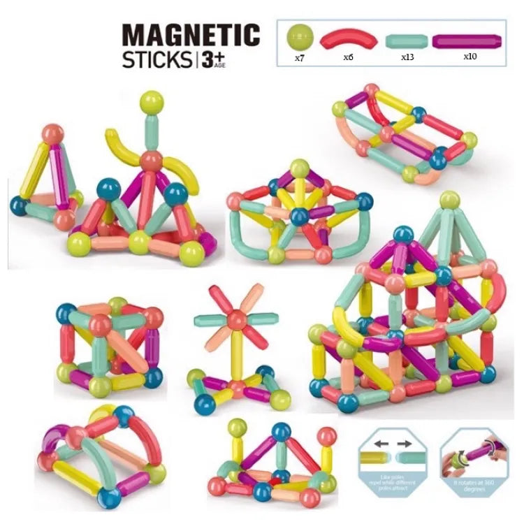 Magnet Bar Blocks | 36 Pcs Magnetic Sticks & Balls Building Toy