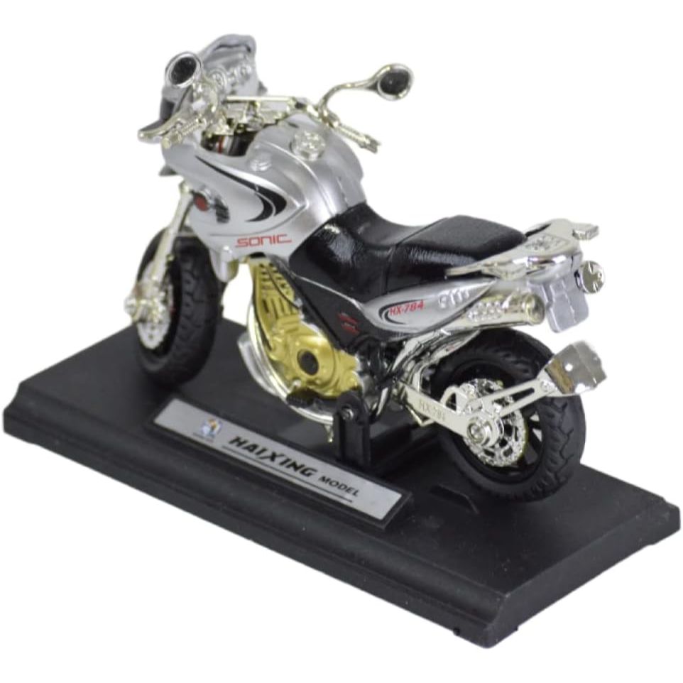 Die-Cast Alloy BMW Silver Motorcycle For Kids