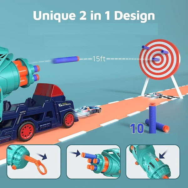 Multi Functional 2in1 Car Toy Truck | With Nerf Gun & Car Launcher Toy Truck
