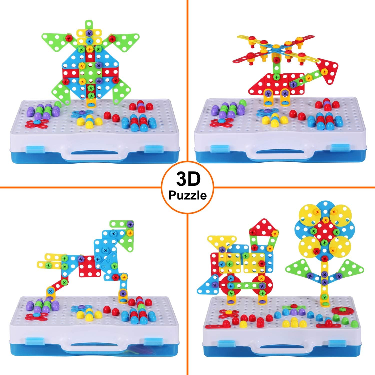 STEM Magnetic Creative Puzzle 4in1 | 193 Pcs Puzzle Briefcase Toy