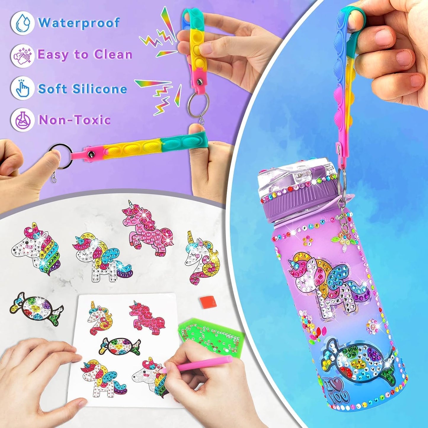 DIY Mosaic Water Bottle Craft Kit (600ml) | Decorate Your Own Set