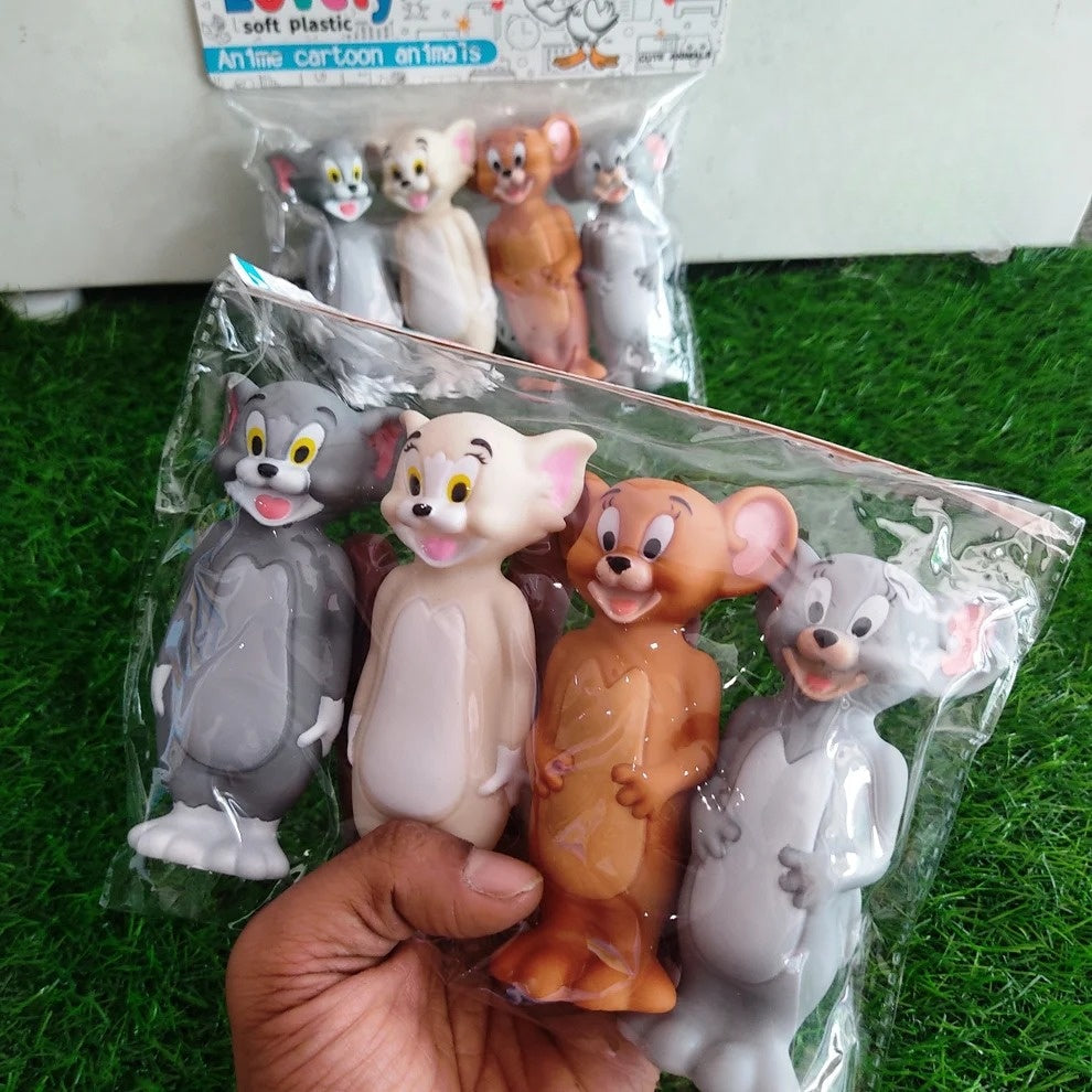 Lovely Soft Plastic Tom & Jerry Cartoon Animals Toy | 4 Pcs Packet