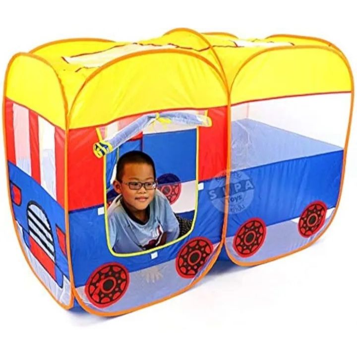 Double Size Pop Up Bus Themed Tent House For Kids