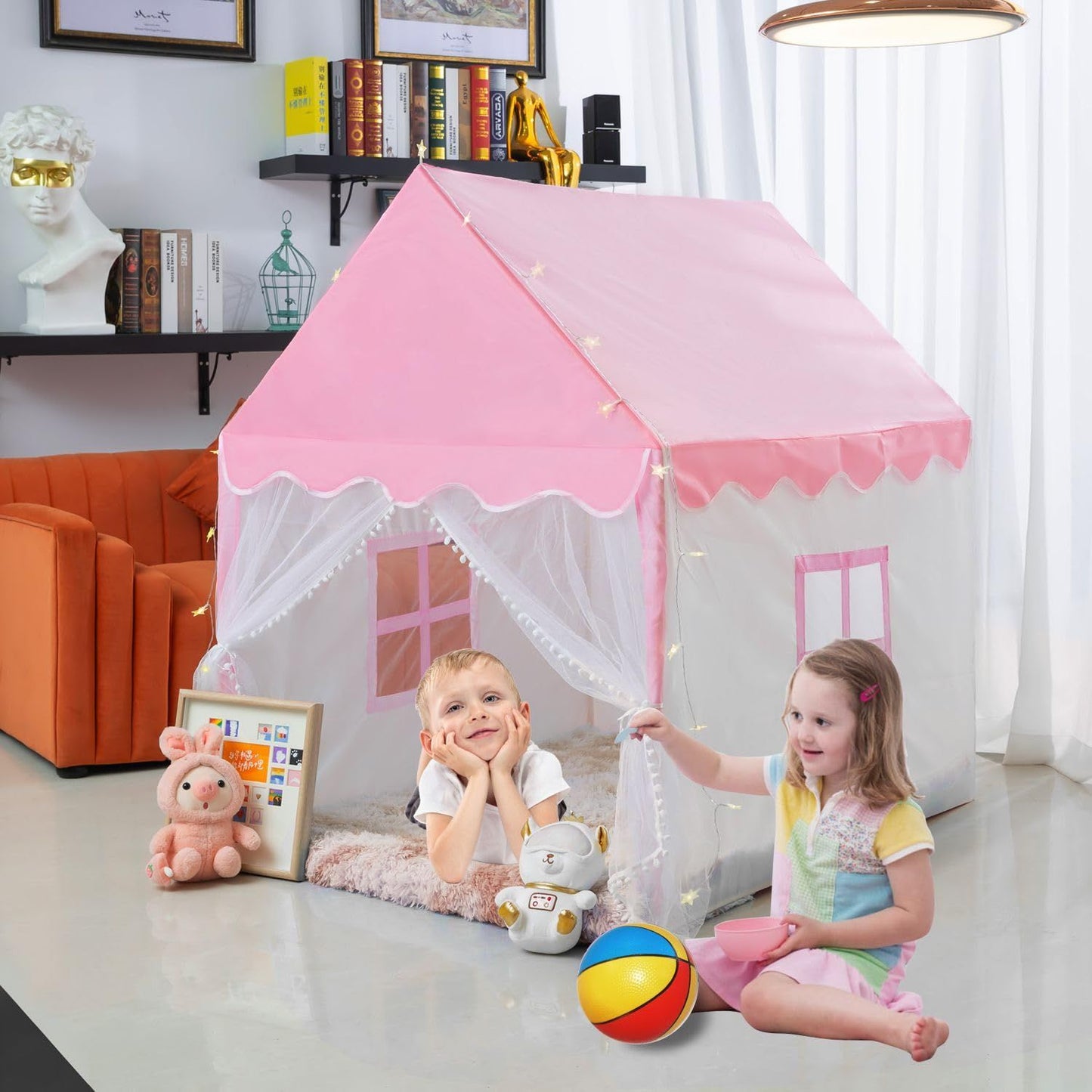 Tent House With Lights | Big Tent House For Kids | Pink Princess Playhouse Castle