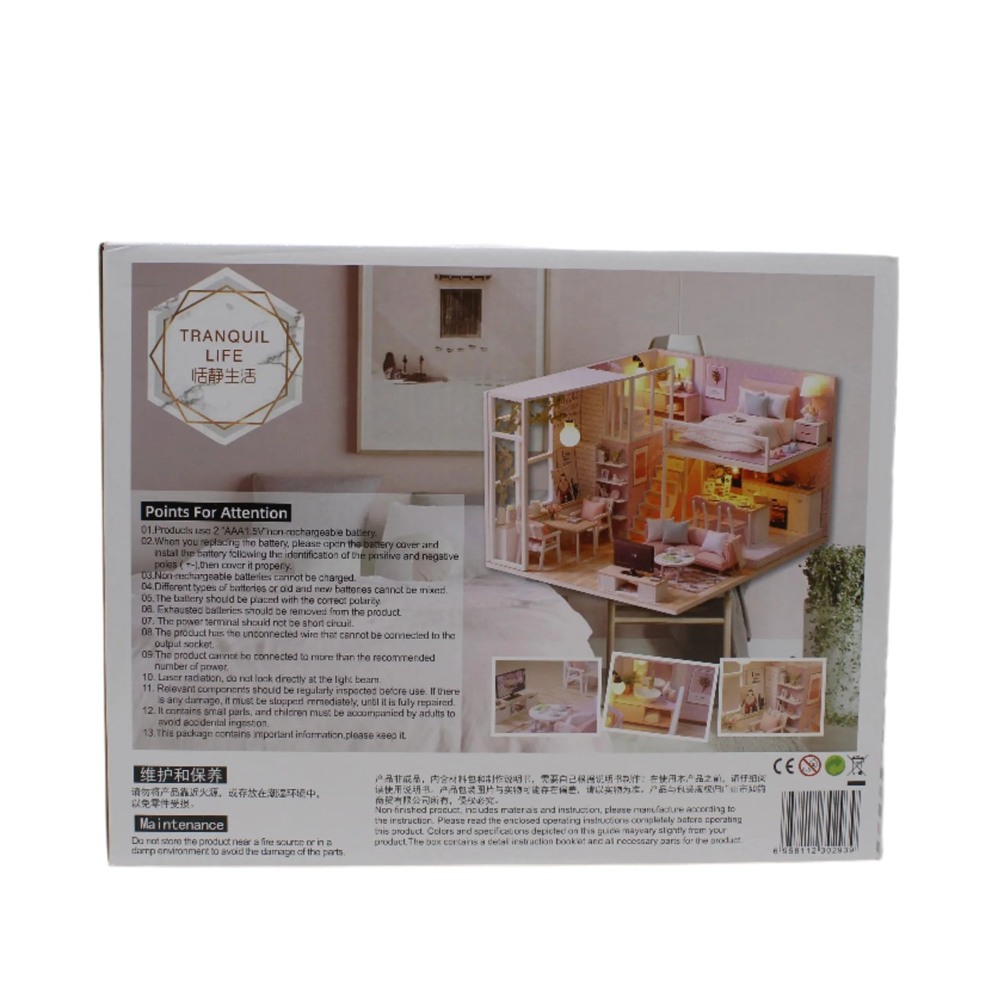 DIY Miniature Doll House Kit With LED Lights For Girls