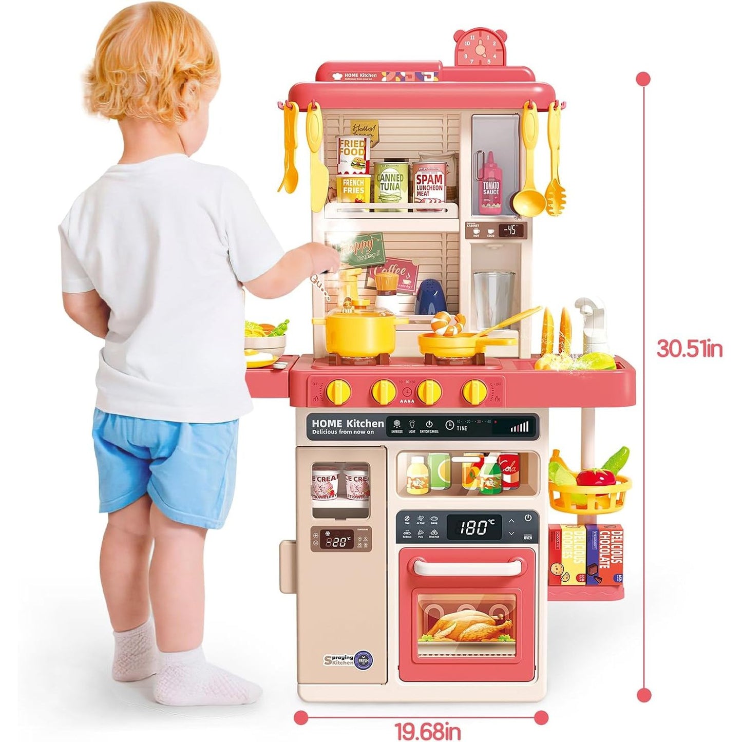 Play Kitchen Set | 50 Pcs Spray Kitchen Kit With Lights & Sound
