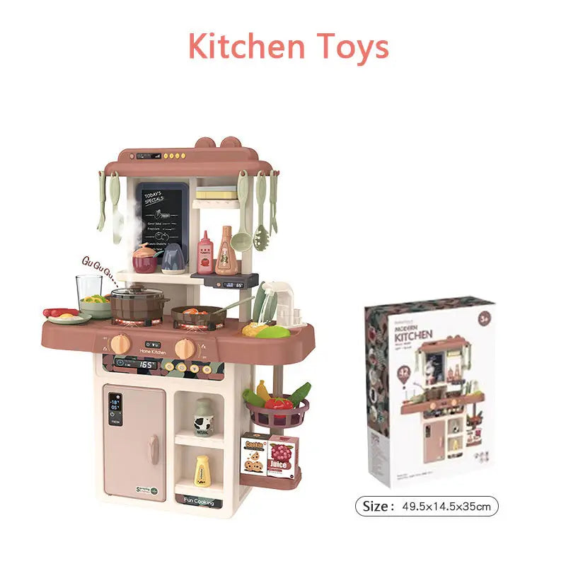 42 Piece Simulation Kitchen Playset with Water Spray, and Light