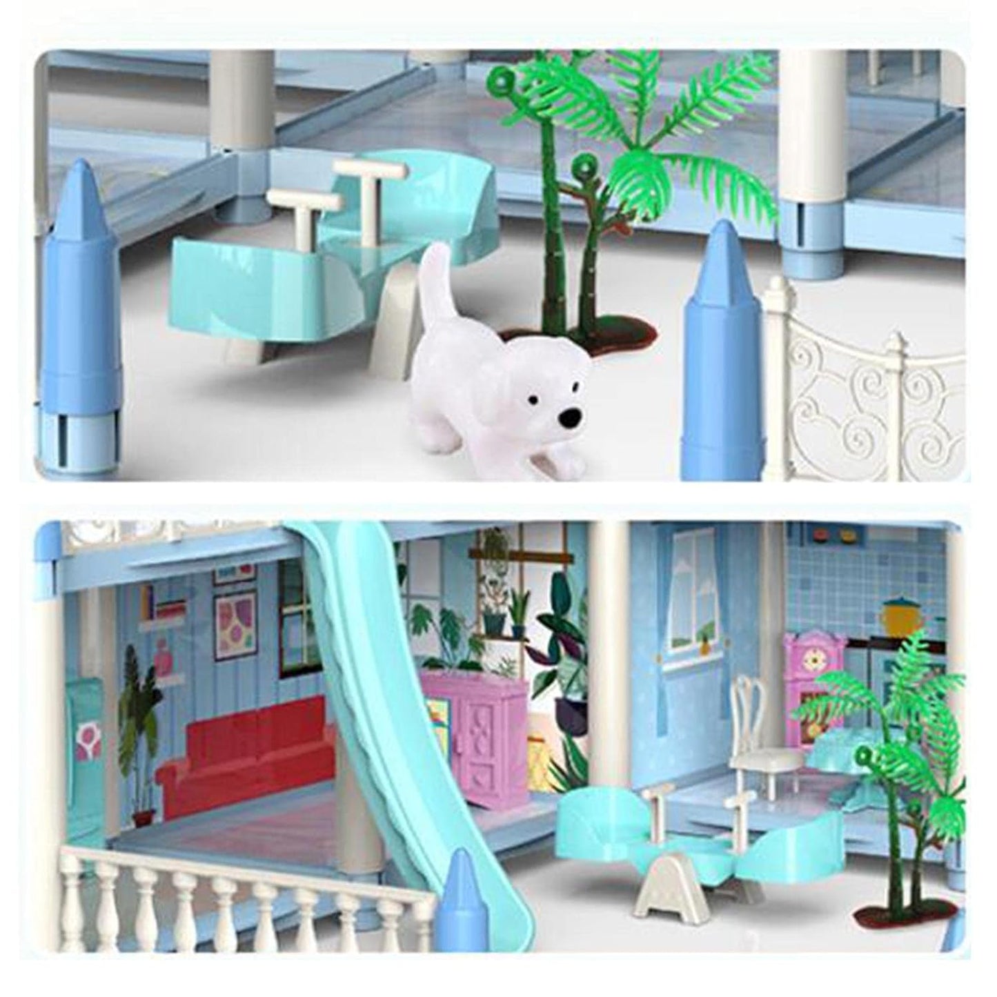Happy Childhood 4 Story & 11 Room Doll House Playset For Kids