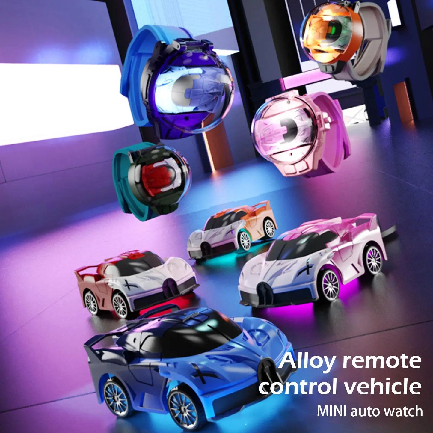 Alloy Mini Racing Car Bugatti | Car Band | Control From Hand Watch