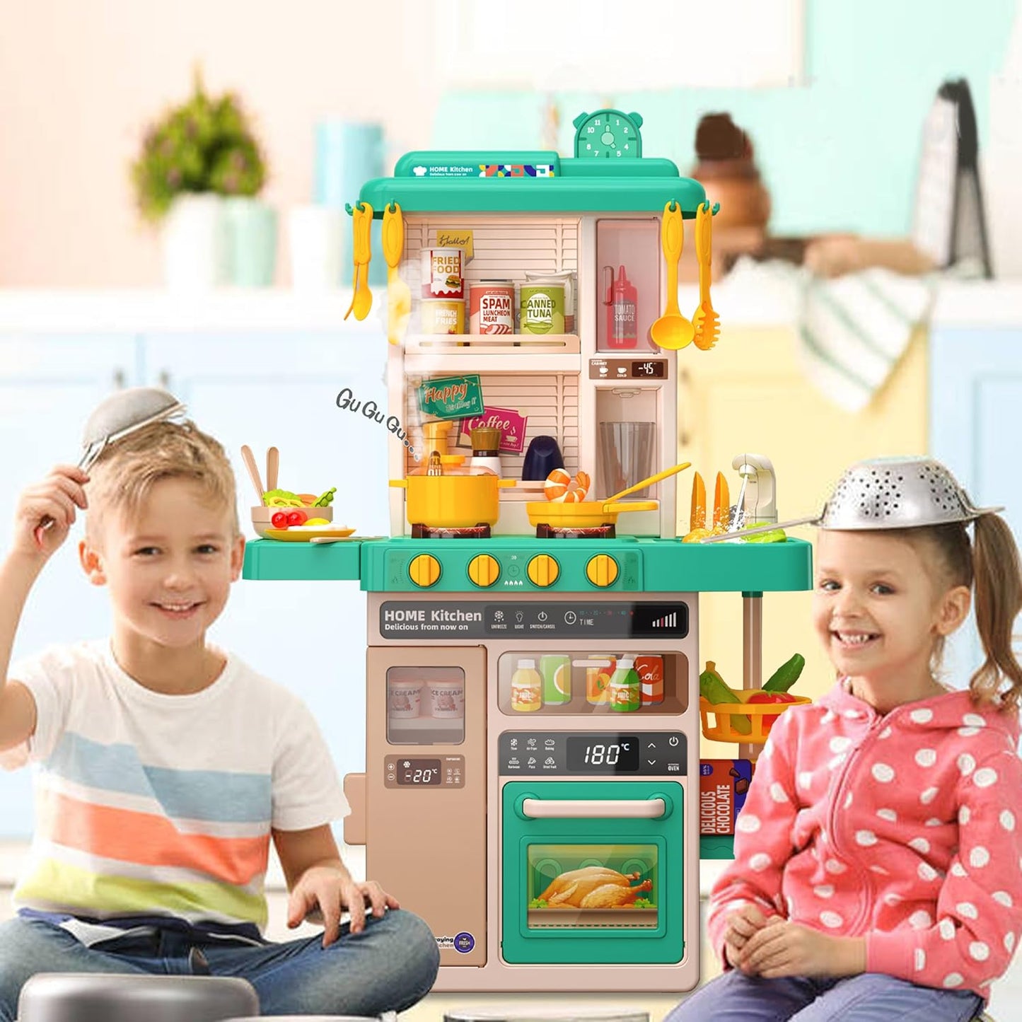 Spray Kitchen Play Set | 50 Pcs Accessories | Water Circulation System & Detailed Toys