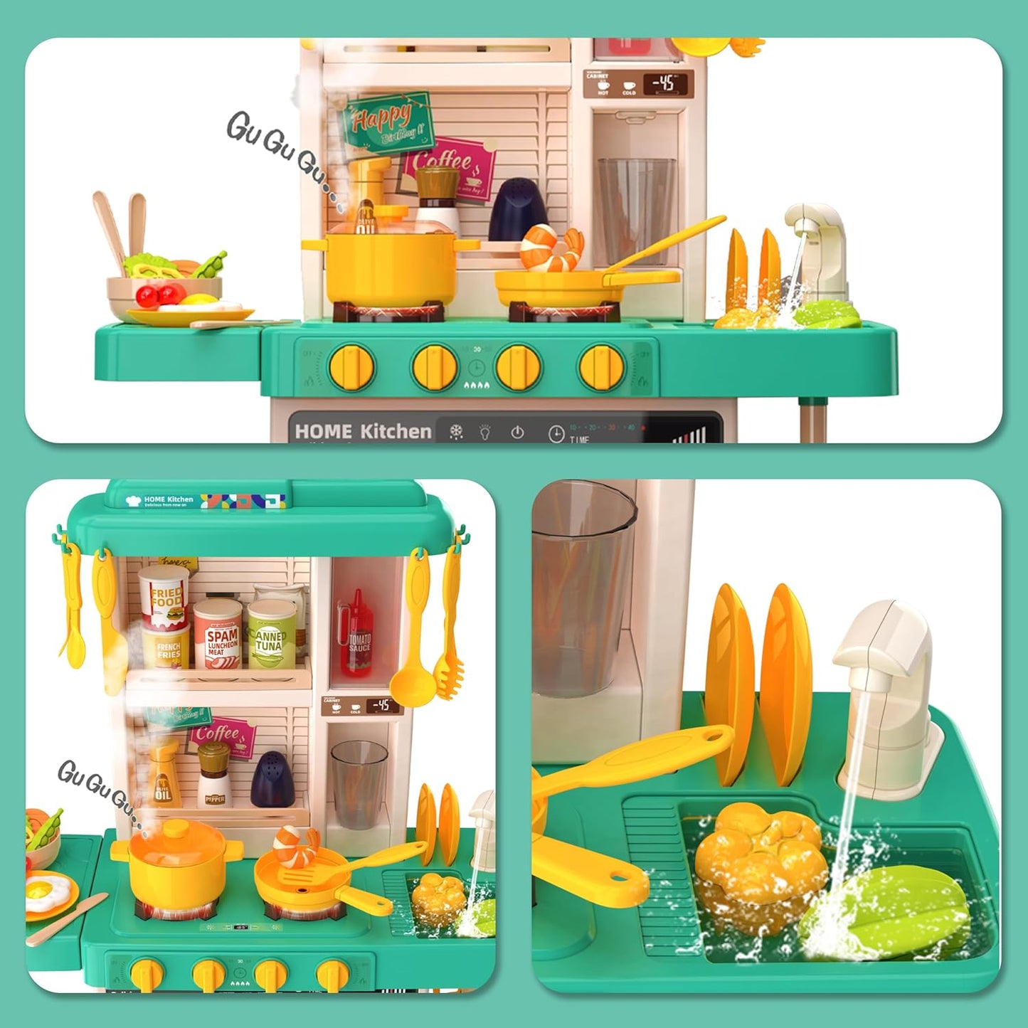 Spray Kitchen Play Set | 50 Pcs Accessories | Water Circulation System & Detailed Toys