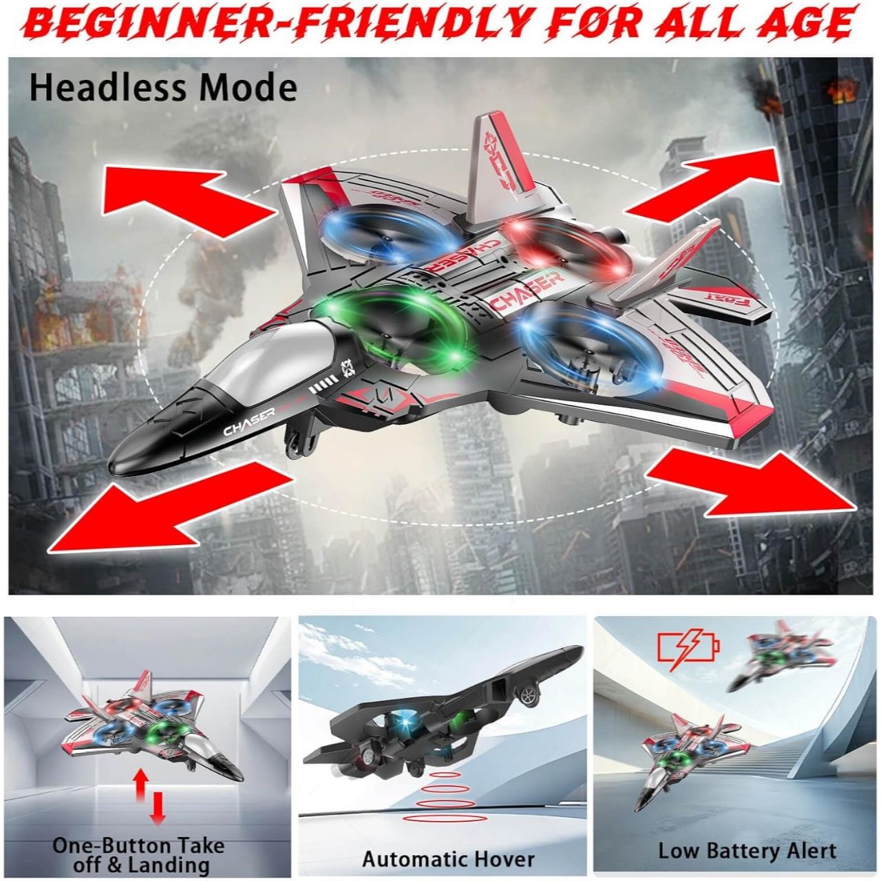 RC Aircraft Drone Jet With Lightning Effect & Rechargeable Batteries | EVA Fighters