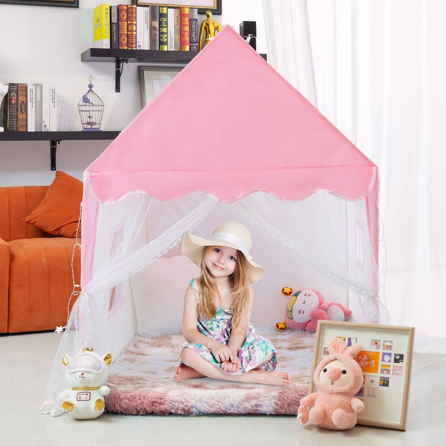 Tent House With Lights | Big Tent House For Kids | Pink Princess Playhouse Castle