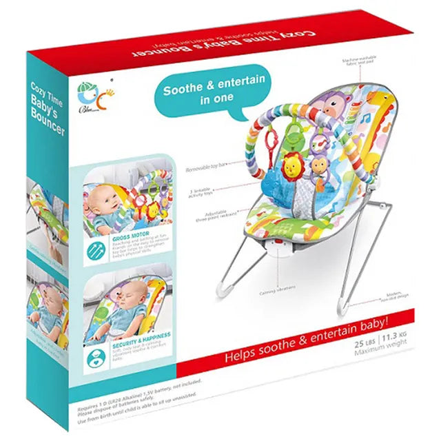 Baby Rocker Bouncing Chair With Cute Animal Toys For Toddlers