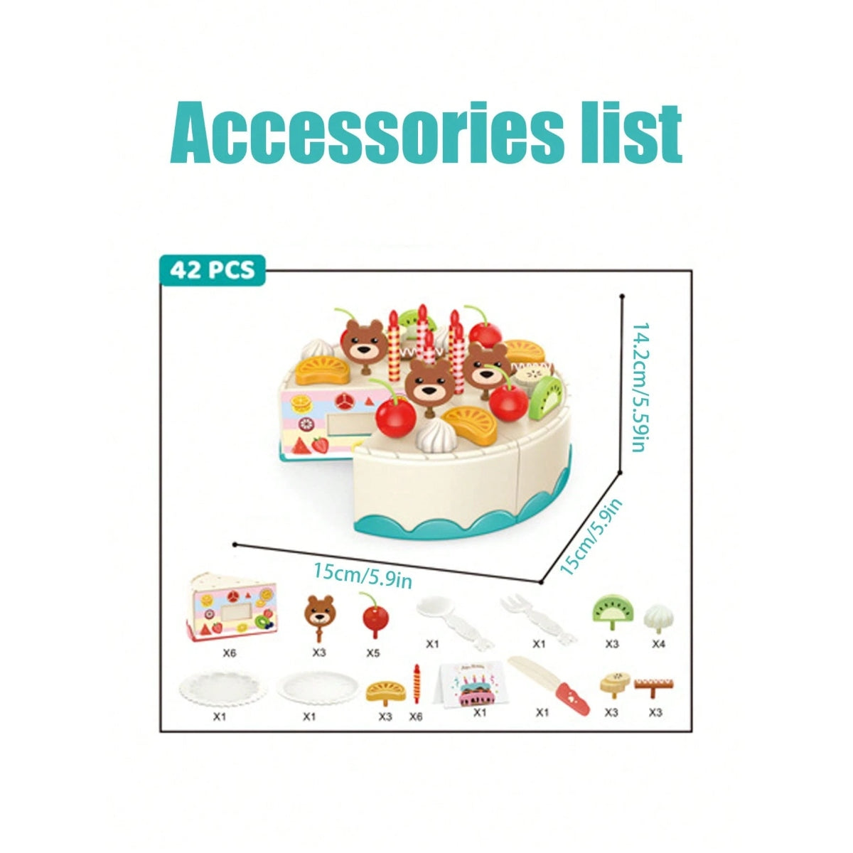 42-Piece Cake Kitchen Playset with Sliceable Food