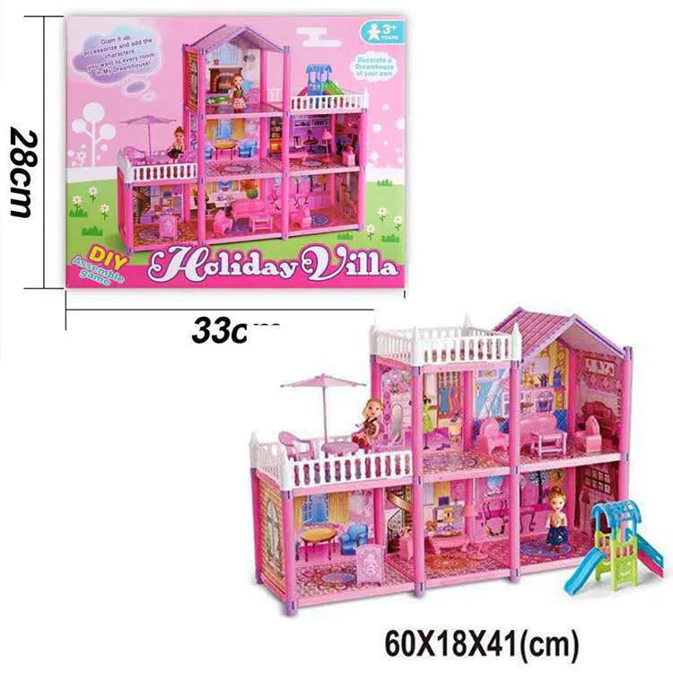 117 Pieces Three Storey Holliday Barbie Doll House Villa