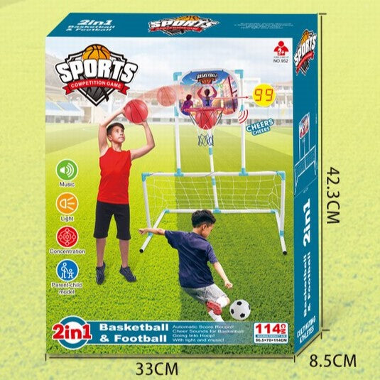Portable 2in1 Outdoor/Indoor Sports | Football & Basketball Set For Kids