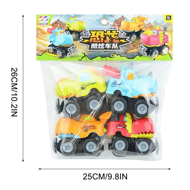 Model Toy Car For Toddler | 4Pcs Dinosaur Plastic Truck