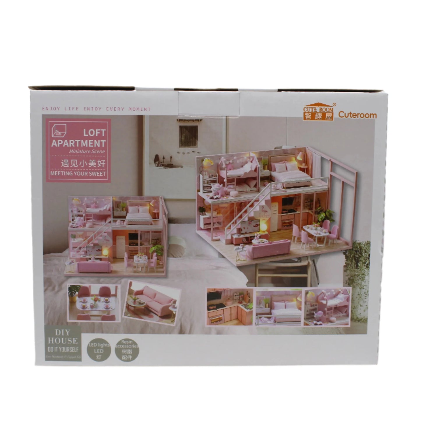 DIY Miniature Doll House Kit With LED Lights For Girls