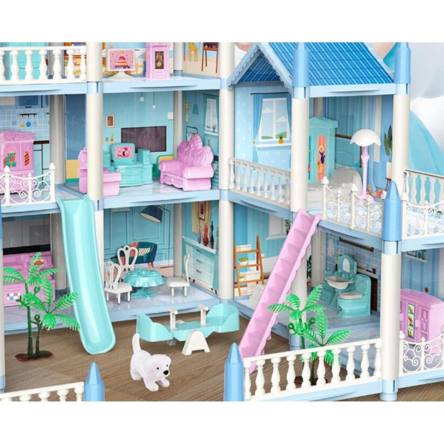 Happy Childhood 4 Story & 11 Room Doll House Playset For Kids