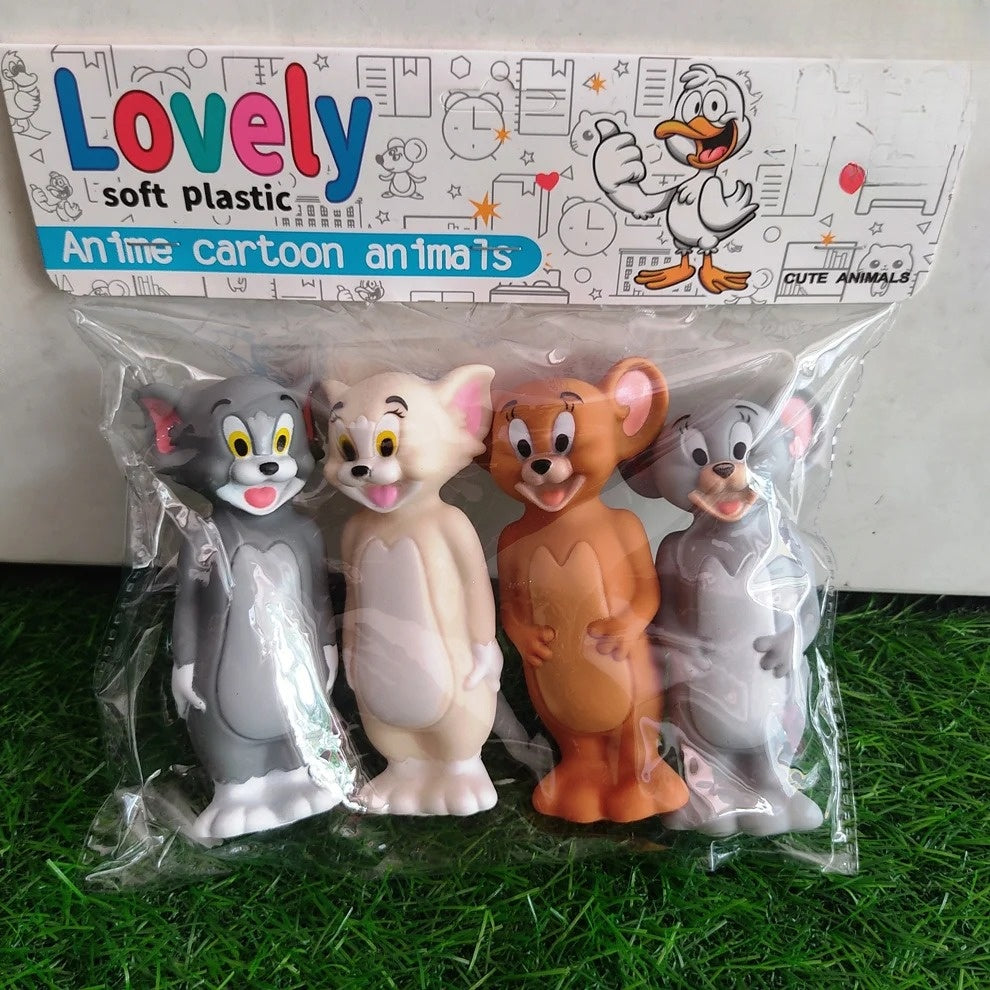 Lovely Soft Plastic Tom & Jerry Cartoon Animals Toy | 4 Pcs Packet