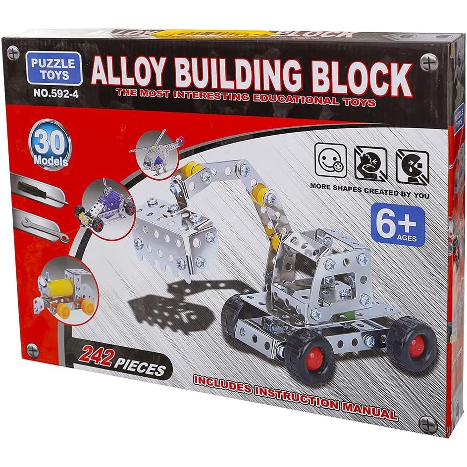 Alloy Building Blocks 242 Pieces Silver
